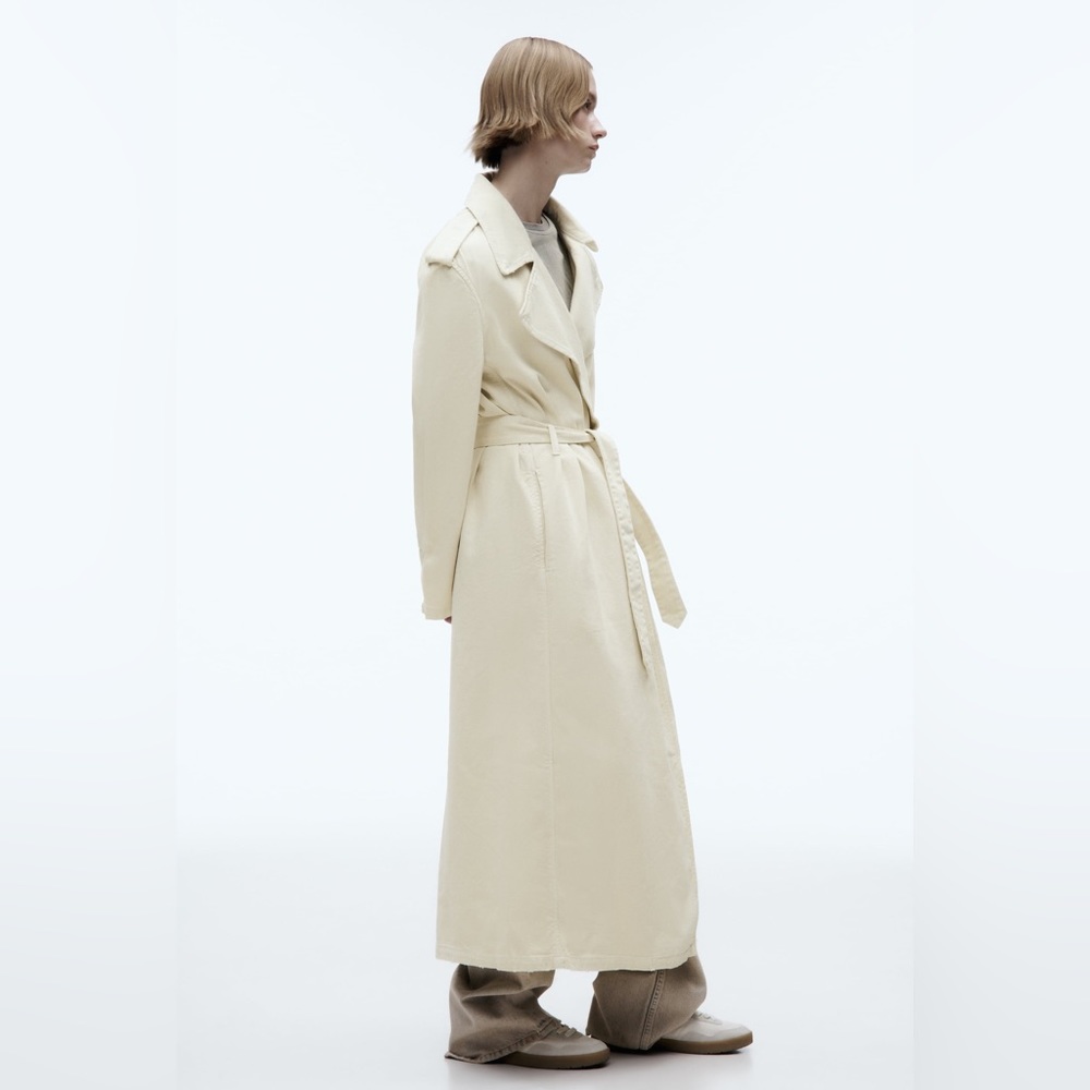 Zara BELTED COTTON TOPCOAT - Picture 5 of 11